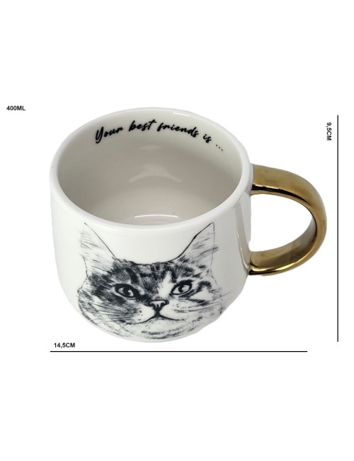 Duży złocony kubek - Kot...