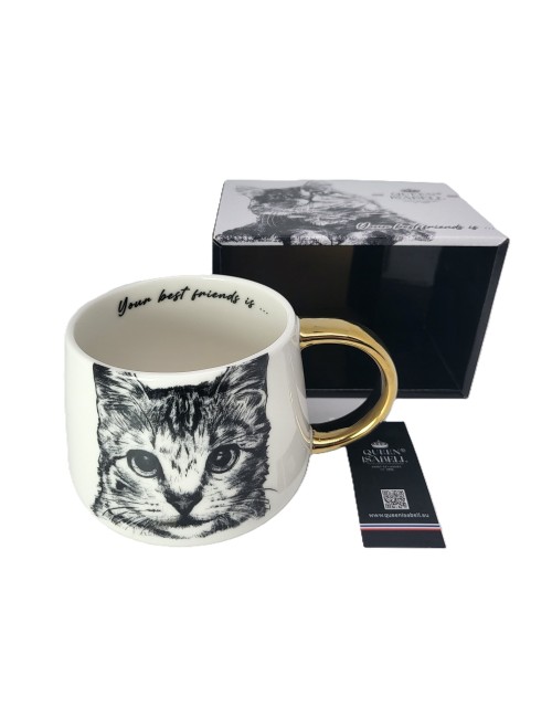 Duży złocony kubek - Kot...