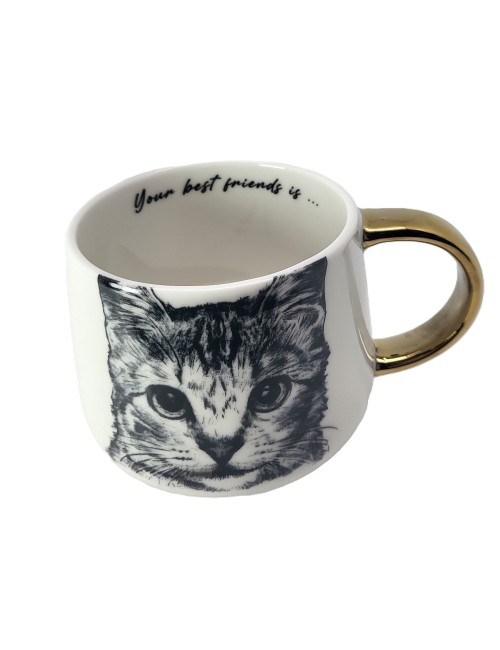 Duży złocony kubek - Kot...