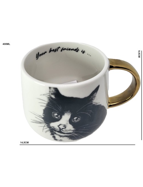 Duży złocony kubek - Kot...