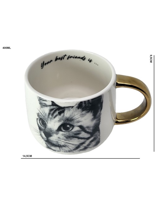 Duży złocony kubek - Kot...